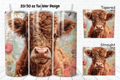 3D Floral Cow 20/30oz Skinny Tumbler Product Image 1