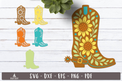 3d Floral Cowboy Boot Layered SVG design