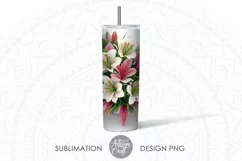3d tumbler design as tapered and straight showing 3D flowers