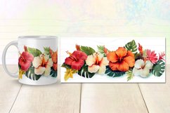 5 tropical wrap designs for sublimation on 11Oz, 12Oz and 15Oz MUGS with 3D exotic Flowers and palm leaves for birthday, gift.