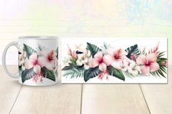 5 tropical wrap designs for sublimation on 11Oz, 12Oz and 15Oz MUGS with 3D exotic Flowers and palm leaves for birthday, gift.