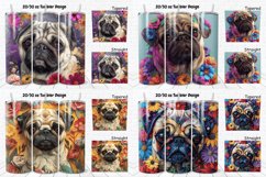 3D Floral Dog Pug And Flowers Tumbler Bundle Product Image 6