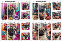 3D Floral Dog Pug And Flowers Tumbler Bundle Product Image 7