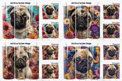 3D Floral Dog Pug And Flowers Tumbler Bundle Product Image 3