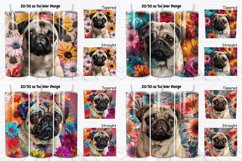 3D Floral Dog Pug And Flowers Tumbler Bundle Product Image 2