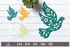 3d floral flying bird layered svg dove pigeon
