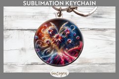 3D Floral Hearts v1 Round Keychain Sublimation Product Image 1