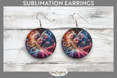 3D Floral Hearts v1 Round Earrings Sublimation Product Image 1