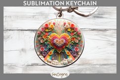 3D Floral Hearts v10 Round Keychain Sublimation Product Image 1
