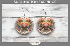 3D Floral Hearts v10 Round Earrings Sublimation Product Image 1