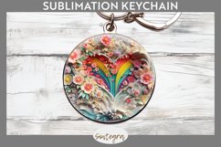3D Floral Hearts v11 Round Keychain Sublimation Product Image 1