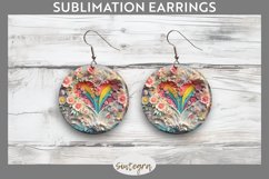 3D Floral Hearts v11 Round Earrings Sublimation Product Image 1