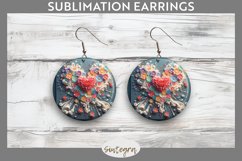 3D Floral Hearts v12 Round Earrings Sublimation Product Image 1
