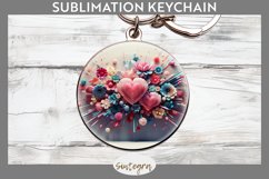 3D Floral Hearts v14 Round Keychain Sublimation Product Image 1
