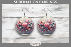 3D Floral Hearts v14 Round Earrings Sublimation Product Image 1