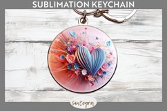 3D Floral Hearts v15 Round Keychain Sublimation Product Image 1