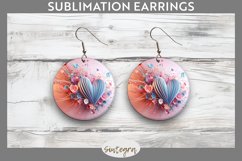 3D Floral Hearts v15 Round Earrings Sublimation Product Image 1