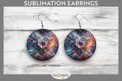 3D Floral Hearts v2 Round Earrings Sublimation Product Image 1
