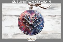 3D Floral Hearts v4 Round Keychain Sublimation Product Image 1