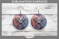 3D Floral Hearts v4 Round Earrings Sublimation Product Image 1