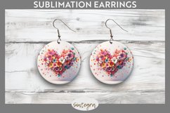 3D Floral Hearts v5 Round Earrings Sublimation Product Image 1