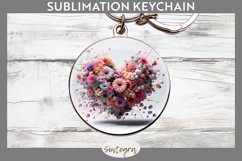 3D Floral Hearts v6 Round Keychain Sublimation Product Image 1
