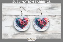 3D Floral Hearts v7 Round Earrings Sublimation Product Image 1