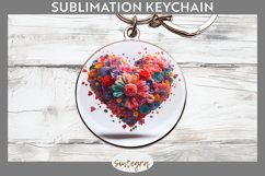 3D Floral Hearts v8 Round Keychain Sublimation Product Image 1