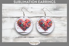 3D Floral Hearts v8 Round Earrings Sublimation Product Image 1