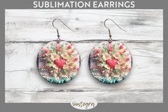 3D Floral Hearts v9 Round Earrings Sublimation Product Image 1
