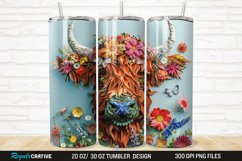 3D Floral Highland Cow 20/30oz Skinny Tumbler Product Image 1