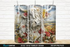 3D Floral Highland Cow 20/30oz Skinny Tumbler Product Image 1