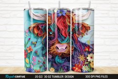 Floral Highland Cow 20/30oz Skinny Tumbler Product Image 1