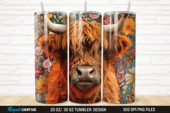Floral Highland Cow 20/30oz Skinny Tumbler Product Image 1