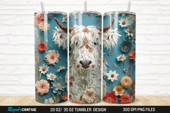 3D Floral Highland Cow 20/30oz Skinny Tumbler Product Image 1