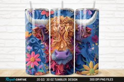 3D Floral Highland Cow 20/30oz Skinny Tumbler Product Image 1