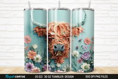 Floral Highland Cow 20/30oz Skinny Tumbler Product Image 1