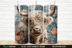 Floral Highland Cow 20/30oz Skinny Tumbler Product Image 1