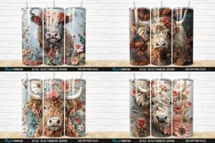 3D Floral Highland Cow Tumbler Wrap Bundle Product Image 7