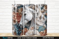 3D Floral Horse 20/30oz Skinny Tumbler Product Image 1
