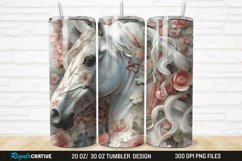 3D Floral Horse 20/30oz Skinny Tumbler Product Image 1