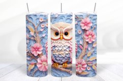 3D Floral Owl 20 oz Skinny Tumbler Wrap Sublimation Design