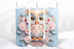 3D Floral Owl 20 oz Skinny Tumbler Wrap Sublimation Design
