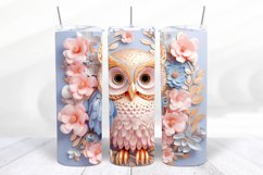 3D Floral Owl 20 oz Skinny Tumbler Wrap Sublimation Design