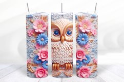 3D Floral Owl 20 oz Skinny Tumbler Wrap Sublimation Design