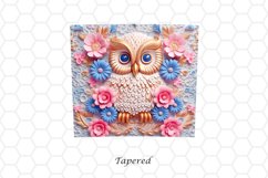 3D Floral Owl 20 oz Skinny Tumbler Wrap Sublimation Design