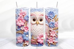 3D Floral Owl 20 oz Skinny Tumbler Wrap Sublimation Design