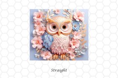 3D Floral Owl 20 oz Skinny Tumbler Wrap Sublimation Design