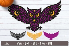 3d Floral Owl Halloween Layered SVG design