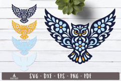 3d Floral Owl Layered SVG Design